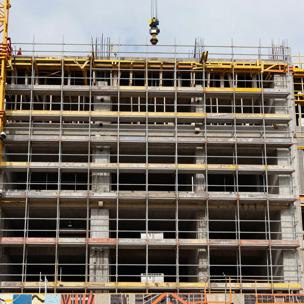 Icon representing scaffolding and lifting, simple and technical