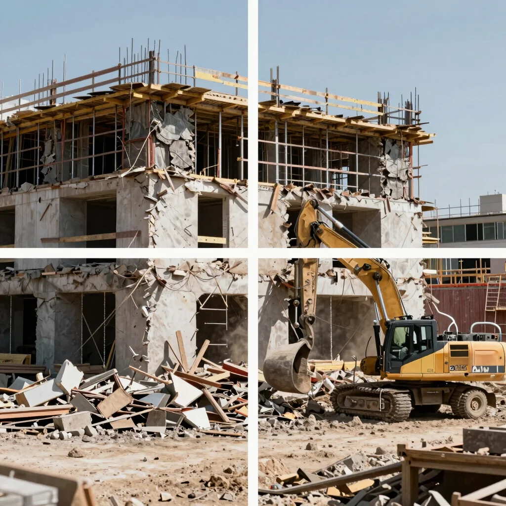 Icon representing cutting and demolition, simple and technical